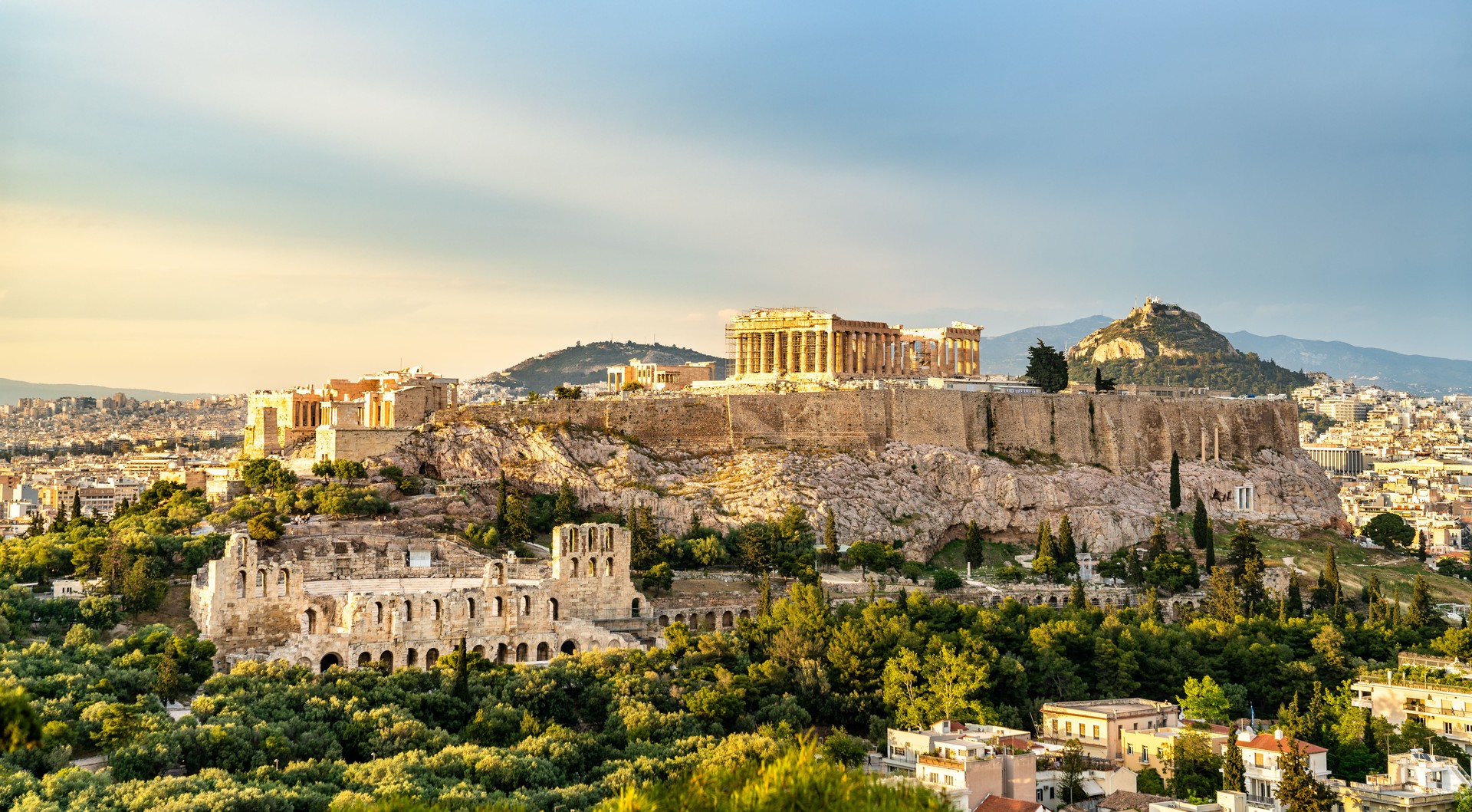 View of the Acropolis of Athens in Greece View of the Acropolis of Athens in Greece